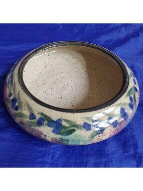 Vintage Signed Malsnee Pottery 6"Bowl 2" Profile Blueberries & Rainbow Colors.